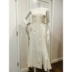 NEEDLE & THREAD white lace and chiffon midi dress size 4